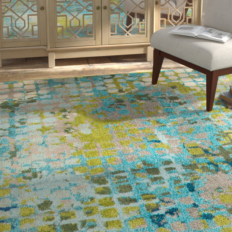 Bungalow Rose Piotrowski Abstract Blue/Green Area Rug & Reviews Wayfair